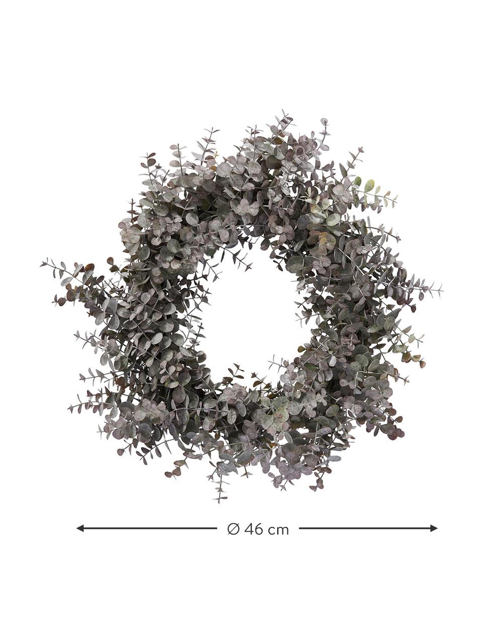 Künstlicher Eukalyptuskranz Eurelia Ø 46 cm, Kunststoff, Pudergrün, Ø 46 x H 10 cm