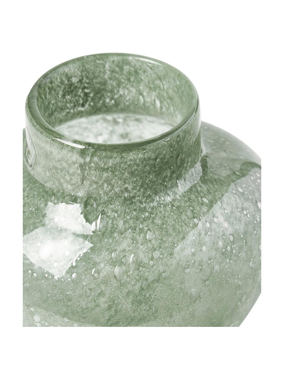 Kleine design vaas Mila, Glas, Saliegroen, Ø 17 x H 20 cm