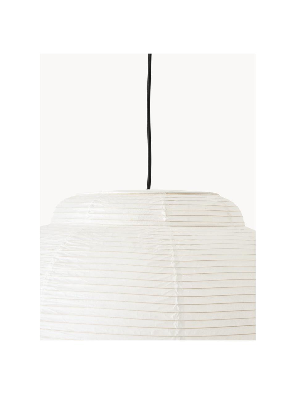 Lámpara de techo de papel de arroz Paper, Pantalla: papel de arroz, Cable: cubierto en tela, Blanco, Ø 52 x Al 34 cm