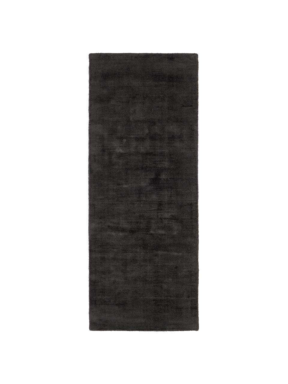 Ručně tkaný viskózový běhoun Jane, Antracitová, Š 80 cm, D 200 cm