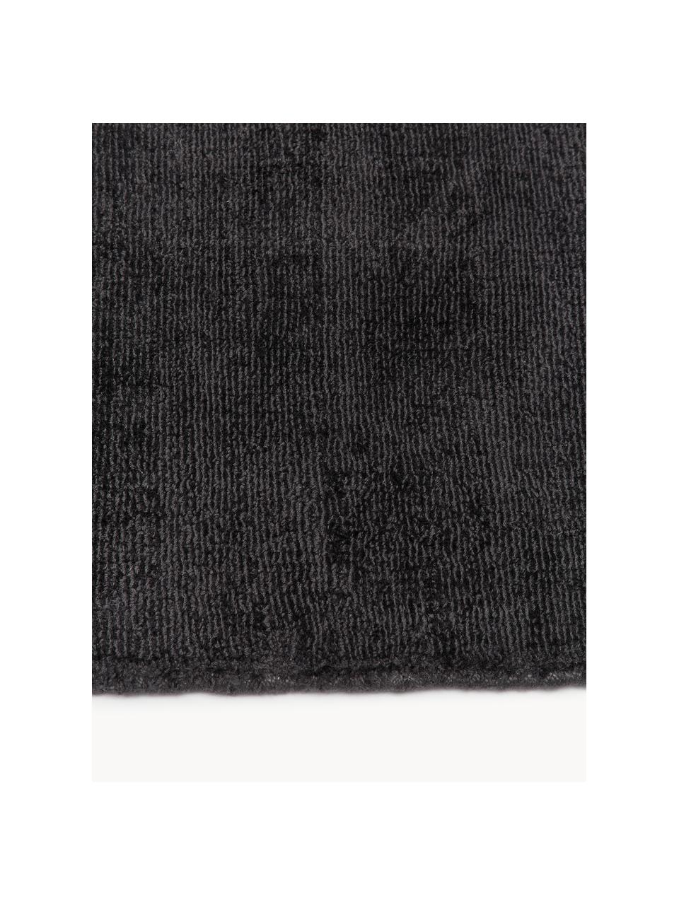 Tapis de couloir en viscose tissé main Jane, Anthracite, larg. 80 x long. 200 cm