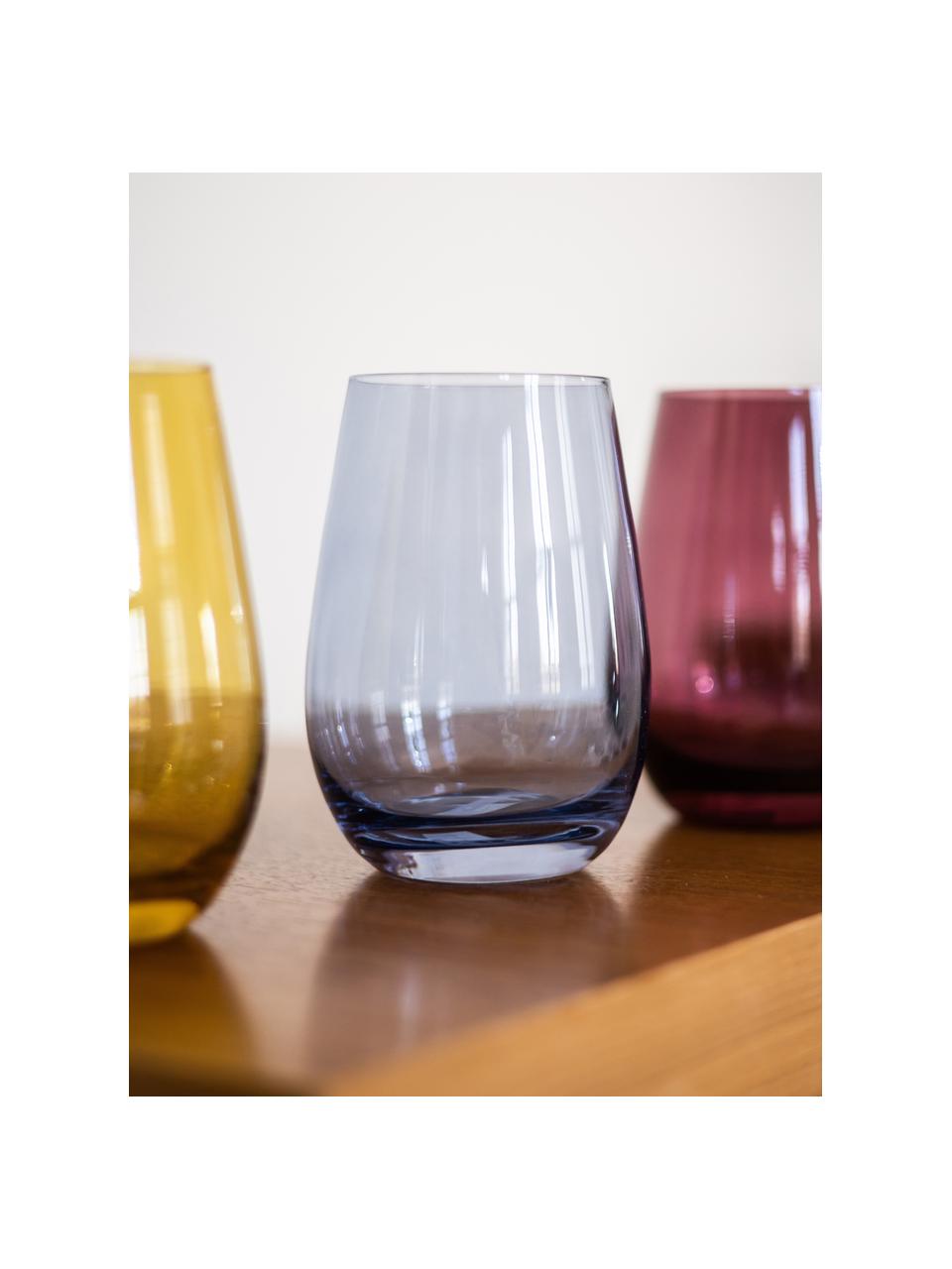 Vasos de colores Elements, 6 uds., Vidrio, Azul claro, Ø 9 x Al 12 cm, 465 ml