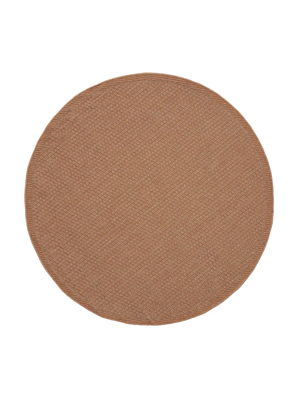 Tapis rond extérieur intérieur terracotta Toronto, 100 % polypropylène, Terre cuite, Ø 120 cm (taille S)