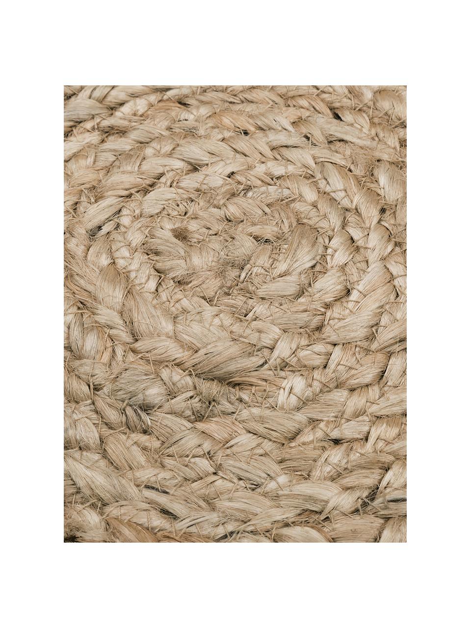 Rond jute vloerkleed Tapu, handgemaakt, 100% jute, Bruin, Ø 150 cm (maat M)