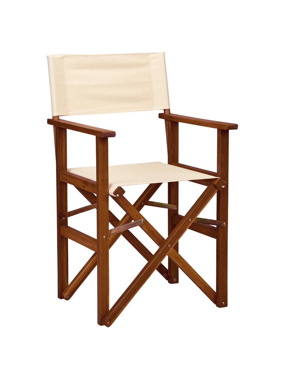 Chaise de jardin bois d'acacia Hollywood, rabattable, Brun, couleur crème, larg. 53 x prof. 54 cm