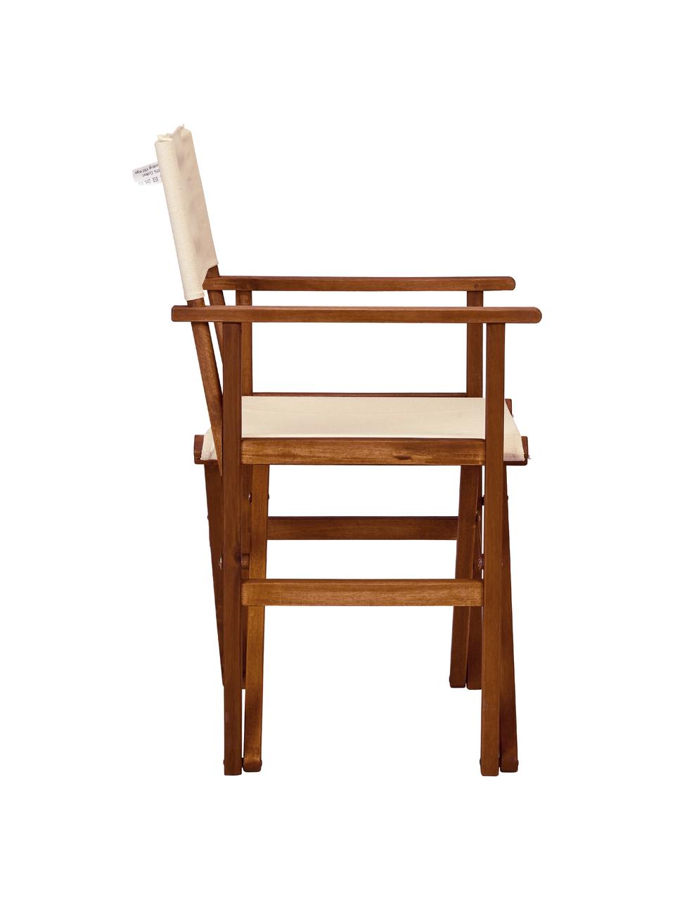 Krzesło ogrodowe z drewna akacjowego Hollywood, składane, Stelaż: drewno akacjowe z certyfi, Brązowy, kremowy, S 53 x G 54 cm