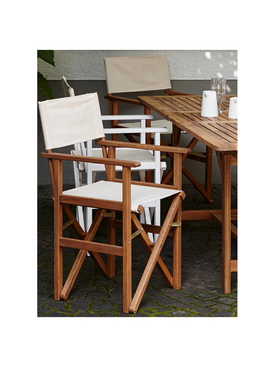 Záhradná stolička z akáciového dreva Hollywood, skladacia, Hnedá, krémová, Š 53 x H 54 cm