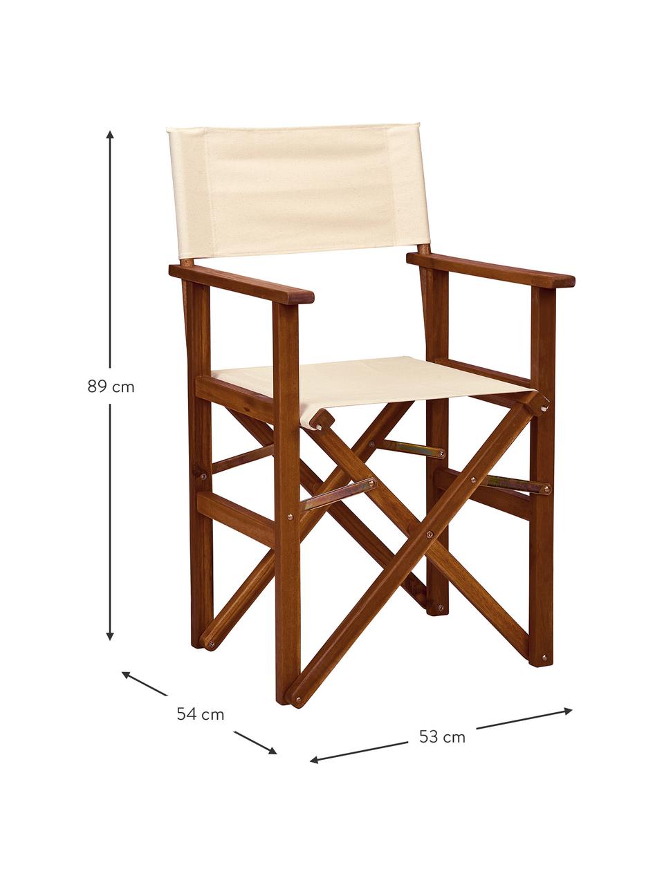 Krzesło ogrodowe z drewna akacjowego Hollywood, składane, Stelaż: drewno akacjowe z certyfi, Brązowy, kremowy, S 53 x G 54 cm