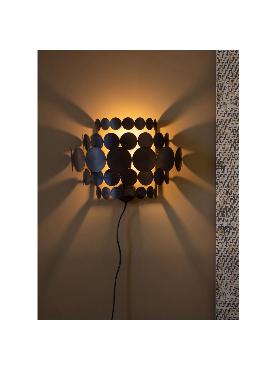 Metalen wandlamp Kaki, Lamp: gecoat metaal, Zwart, D 18 x H 28 cm