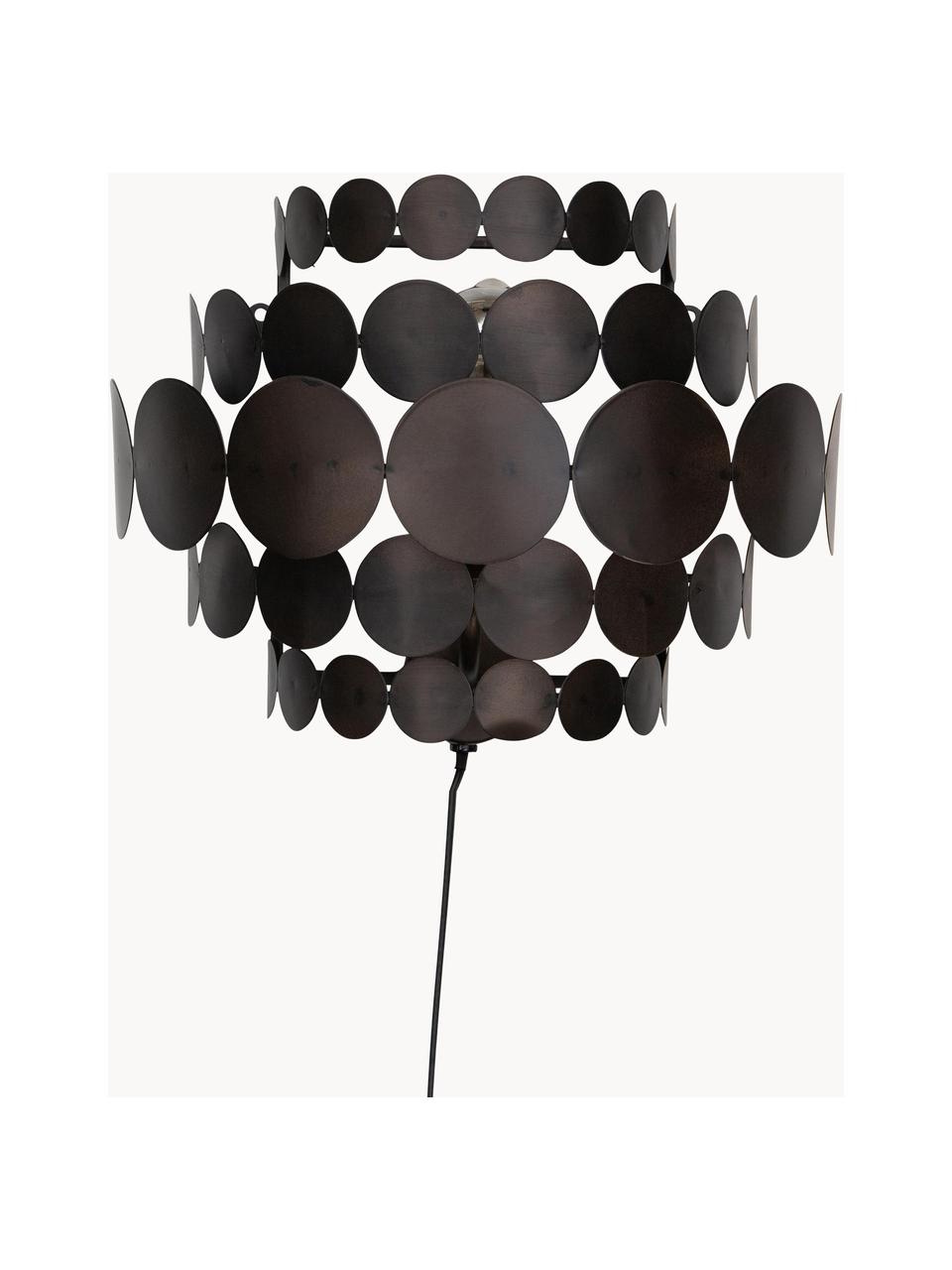 Metalen wandlamp Kaki, Lamp: gecoat metaal, Zwart, D 18 x H 28 cm