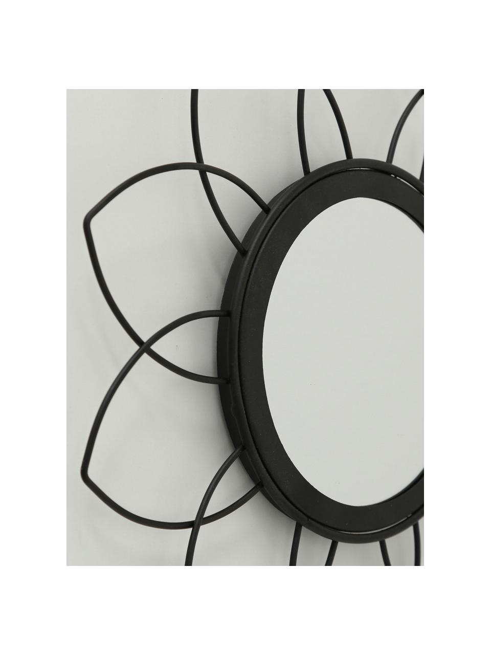 Set 3 specchi rotondi da parete con cornice in metallo nero Noemi, Cornice: metallo rivestito, Superficie dello specchio: lastra di vetro, Nero, Ø 27 x Prof. 2 cm