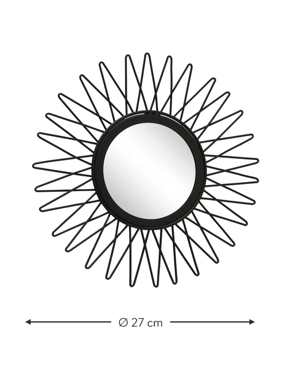 Miroir rond avec cadre noir Naima, 3 élém., Noir, Ø 27 x prof. 2 cm