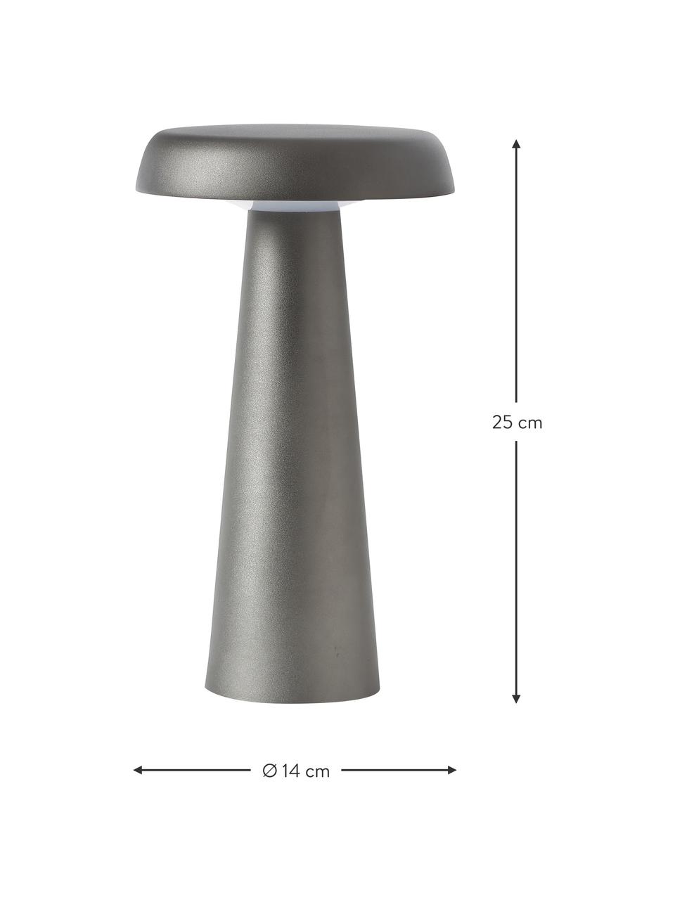 Zewnętrzna lampa stołowa LED z funkcją przyciemniania Arcello, Metal anodowany, Szary, Ø 14 x W 25 cm