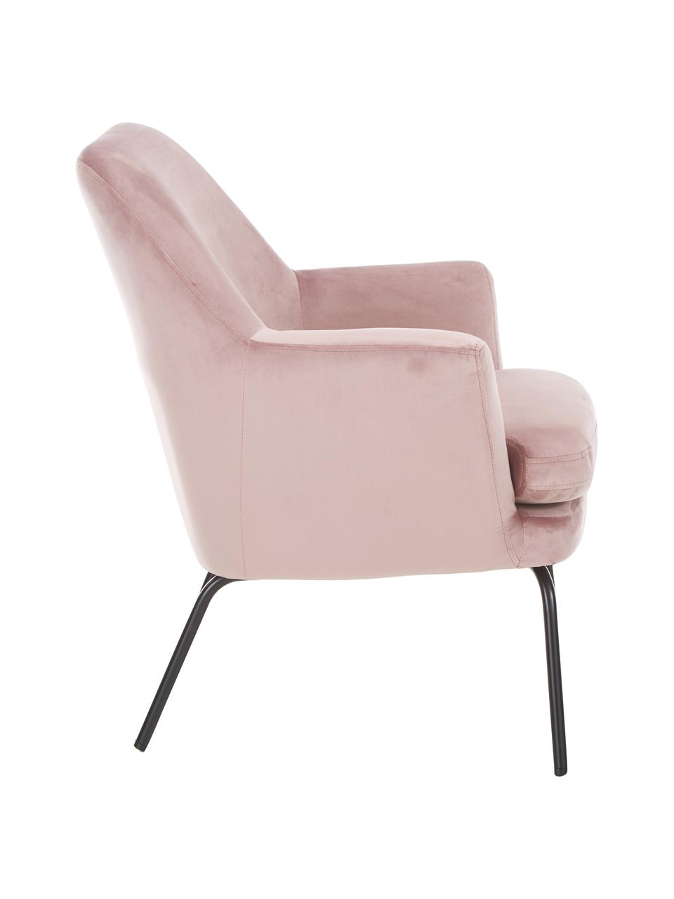 Fauteuil lounge en velours Chisa, Velours rose