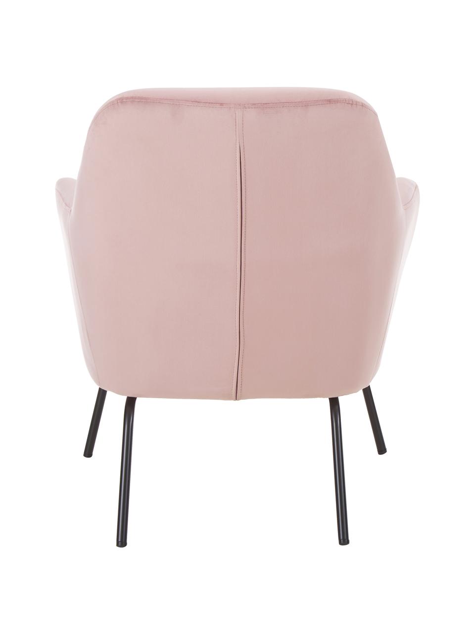 Fluwelen fauteuil Chisa, Bekleding: polyester (fluweel), Poten: gepoedercoat metaal, Fluweel roze, B 68 x D 73 cm