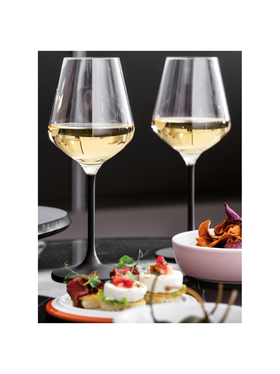 Verres à vin blanc en cristal Manufacture Rock, 4 pièces, Cristal, Transparent, noir, Ø 9 x haut. 23 cm, 410 ml