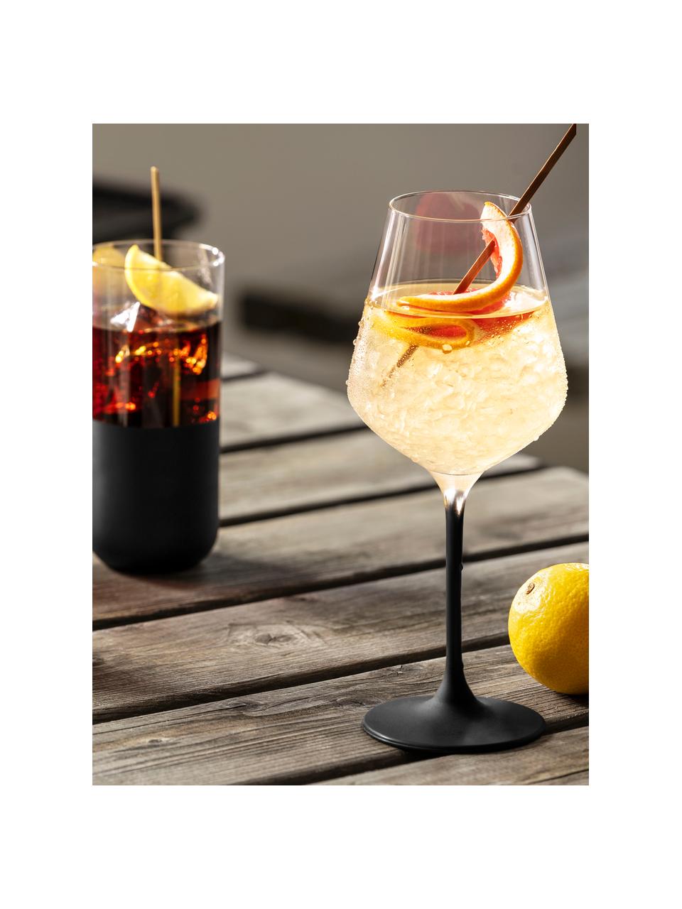 Křišťálové sklenice na bílé  víno Manufacture Rock, 4 ks, Křišťálové sklo, Transparentní, černá, Ø 9 cm, V 23 cm, 380 ml