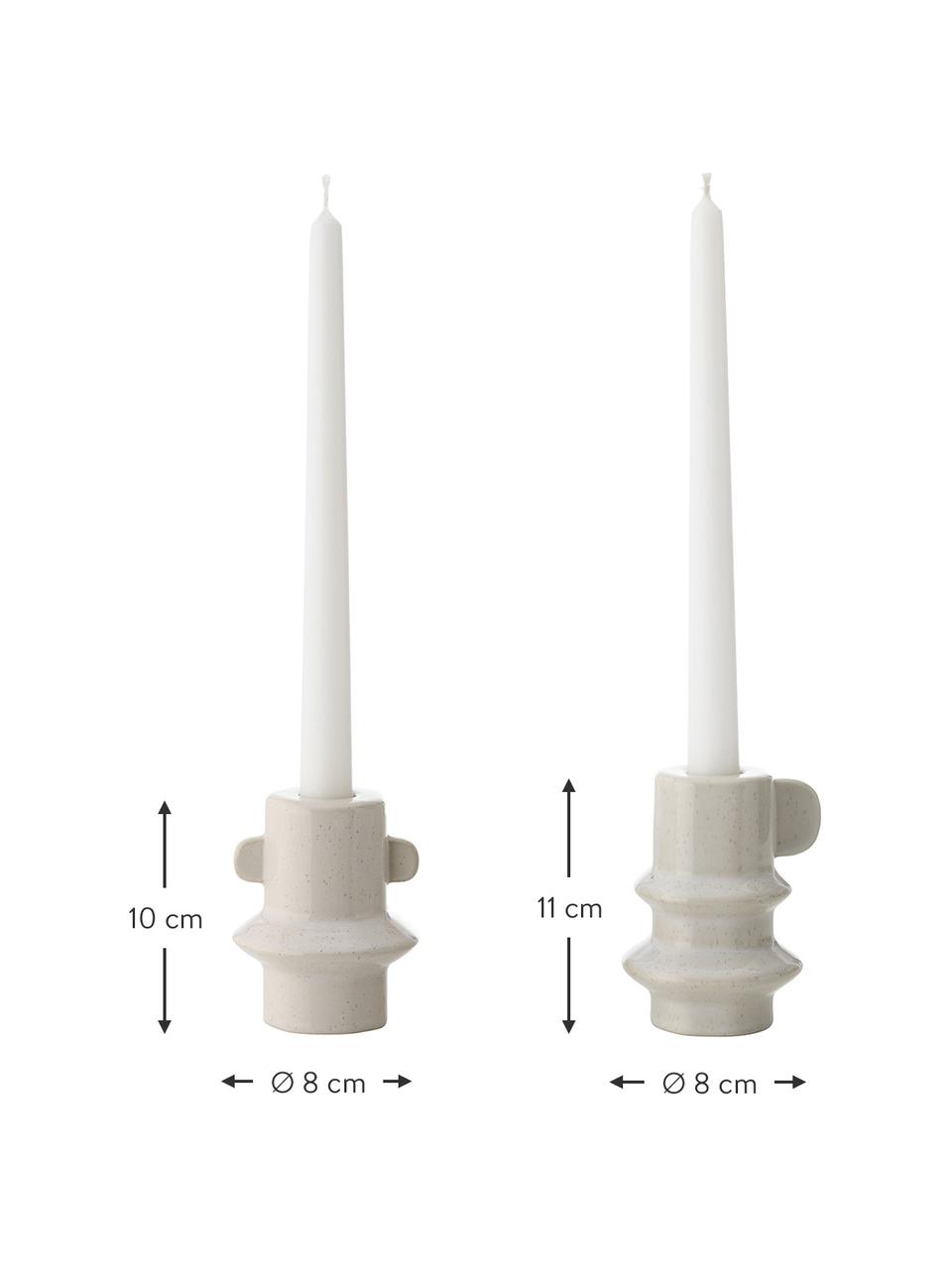 Set 2 candelabri in gres Hildur, Gres smaltato, Bianco latteo maculato, Set in varie misure