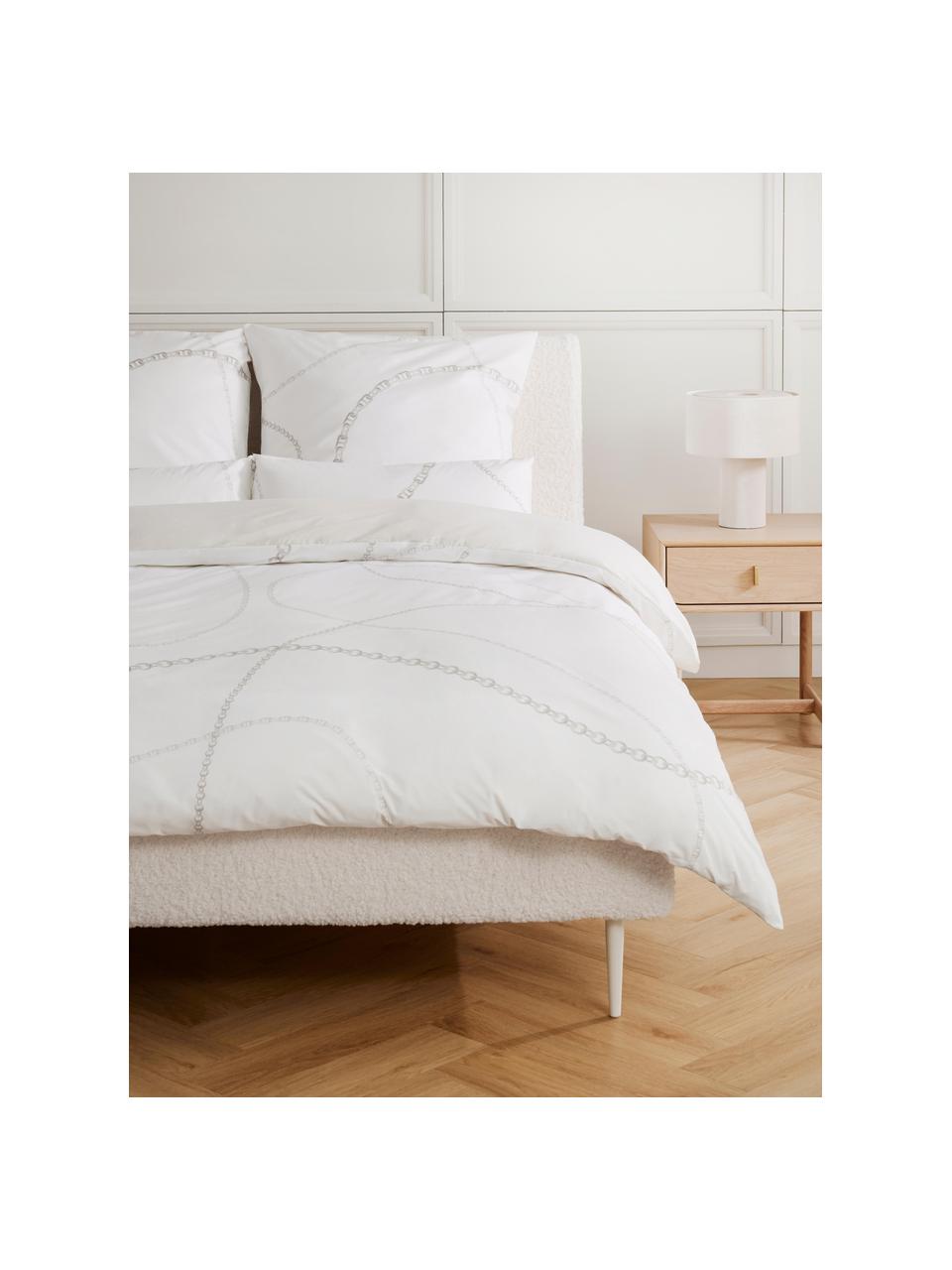 Housse de couette en percale de coton Ciana, Blanc crème, larg. 200 x long. 200 cm