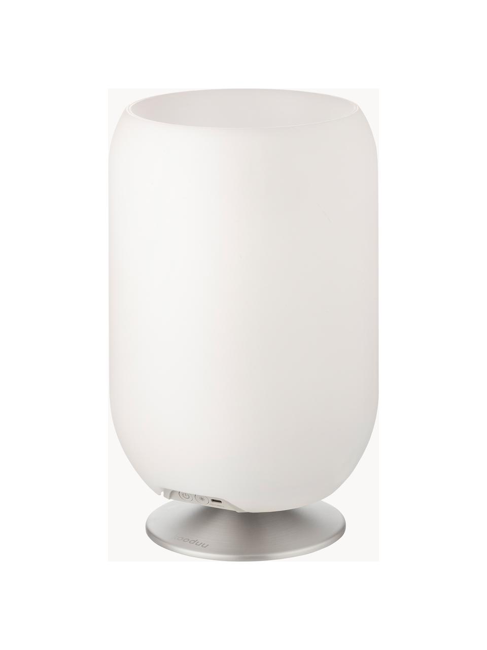 Lampa stołowa LED z funkcją przyciemniania i głośnikiem Bluetooth Atmos, Biały, odcienie srebrnego, Ø 22 x 37 cm
