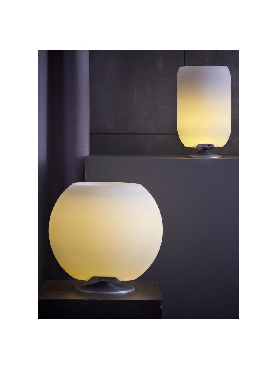 Lampe à poser LED à intensité variable avec haut-parleur Bluetooth Atmos, Blanc, argenté, Ø 22 x haut. 37 cm