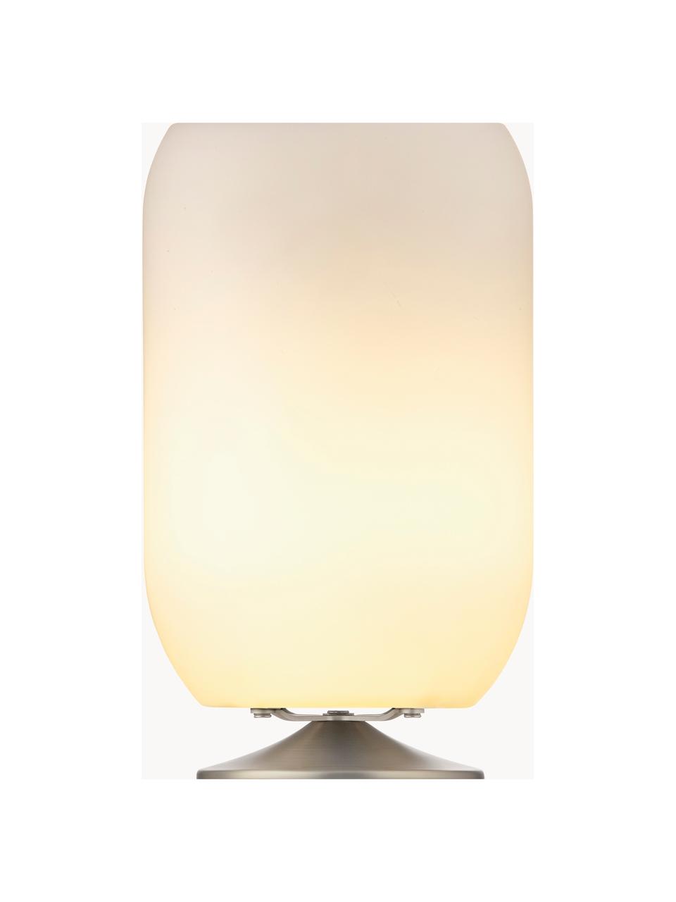 Lampa stołowa LED z funkcją przyciemniania i głośnikiem Bluetooth Atmos, Biały, odcienie srebrnego, Ø 22 x 37 cm