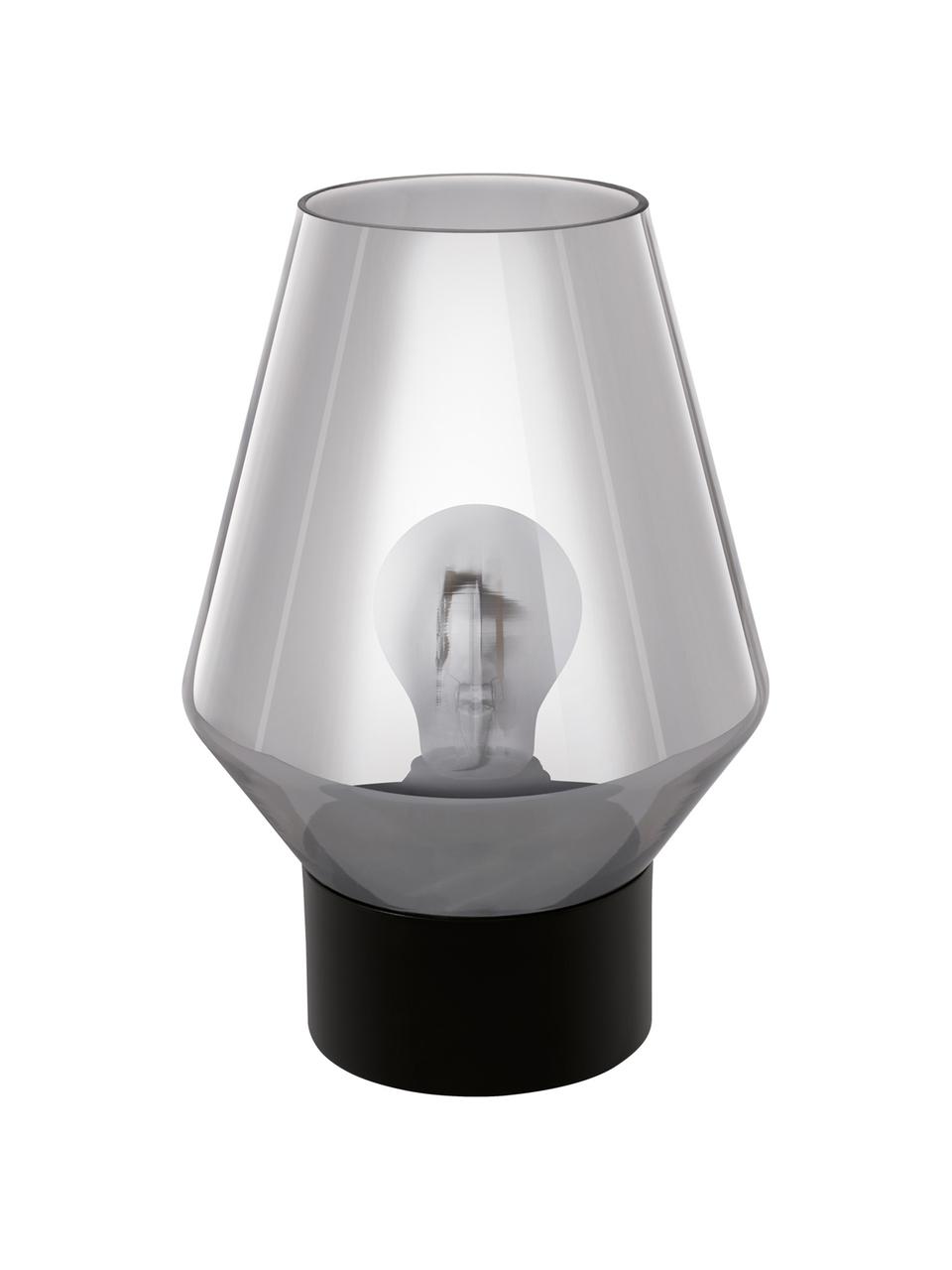 Lámpara de mesa de vidrio Verelli, Pantalla: vidrio, Cable: plástico, Gris, Ø 17 x Al 25 cm