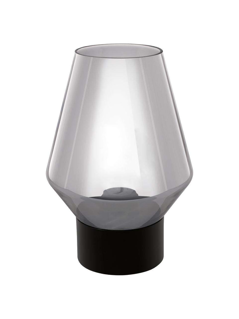 Tischlampe Verelli aus Glas, Lampenschirm: Glas, Lampenfuß: Holz, beschichtet, Grau, Ø 17 x H 25 cm