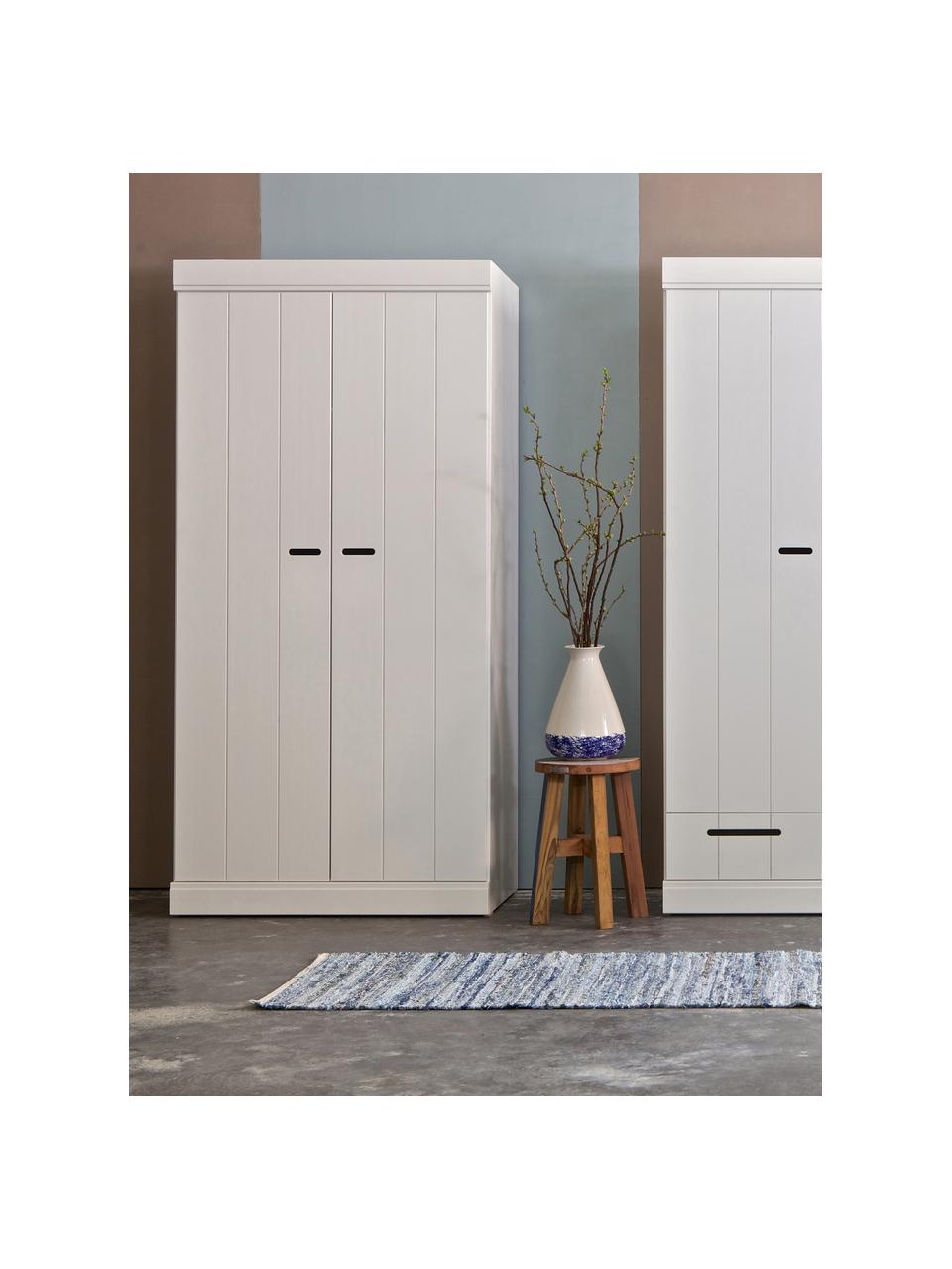 Armoire blanche bois massif 2 portes battantes Connect, Blanc, larg. 94 x haut. 195 cm