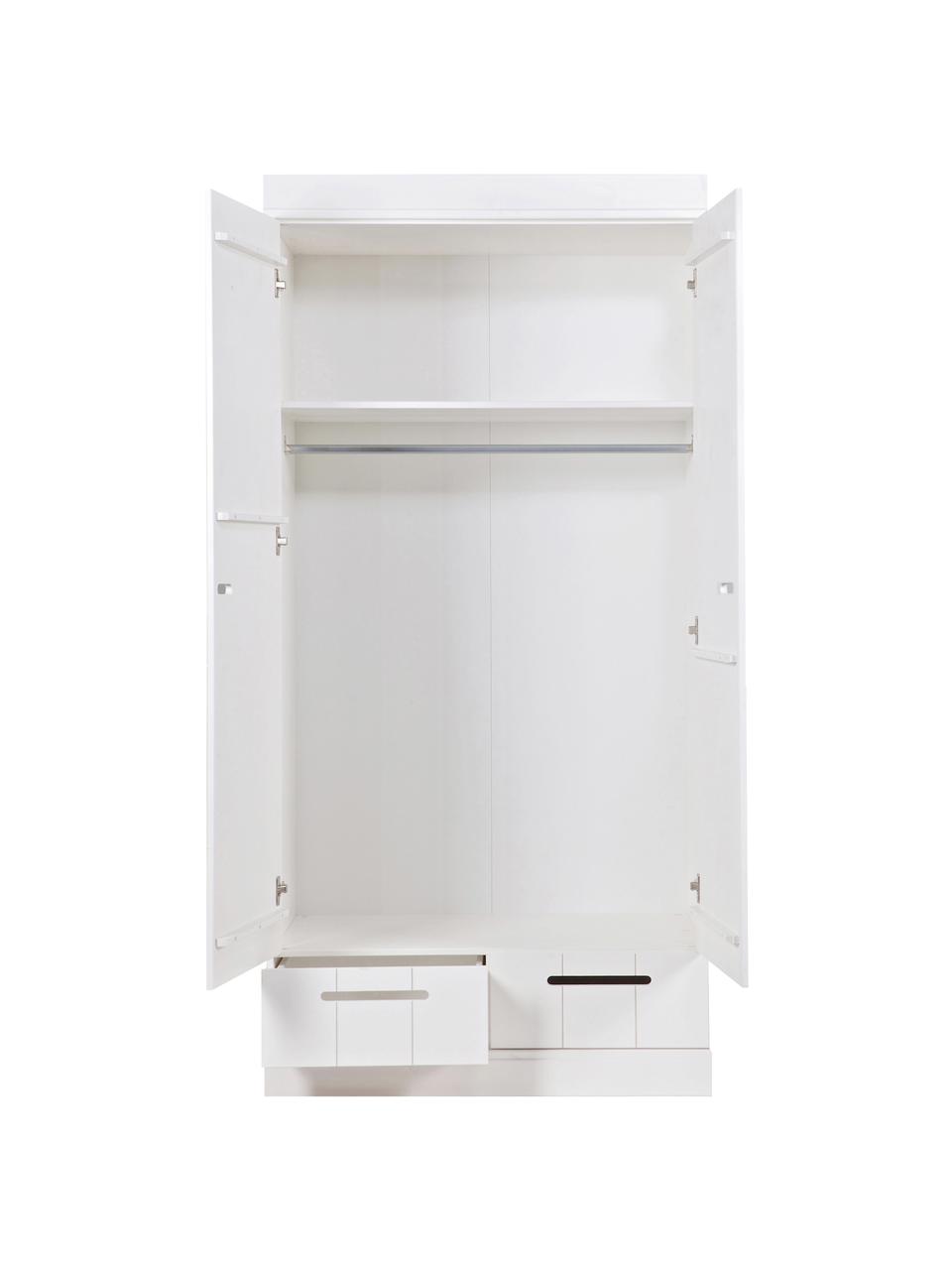 Armoire blanche bois massif 2 portes battantes Connect, Blanc, larg. 94 x haut. 195 cm