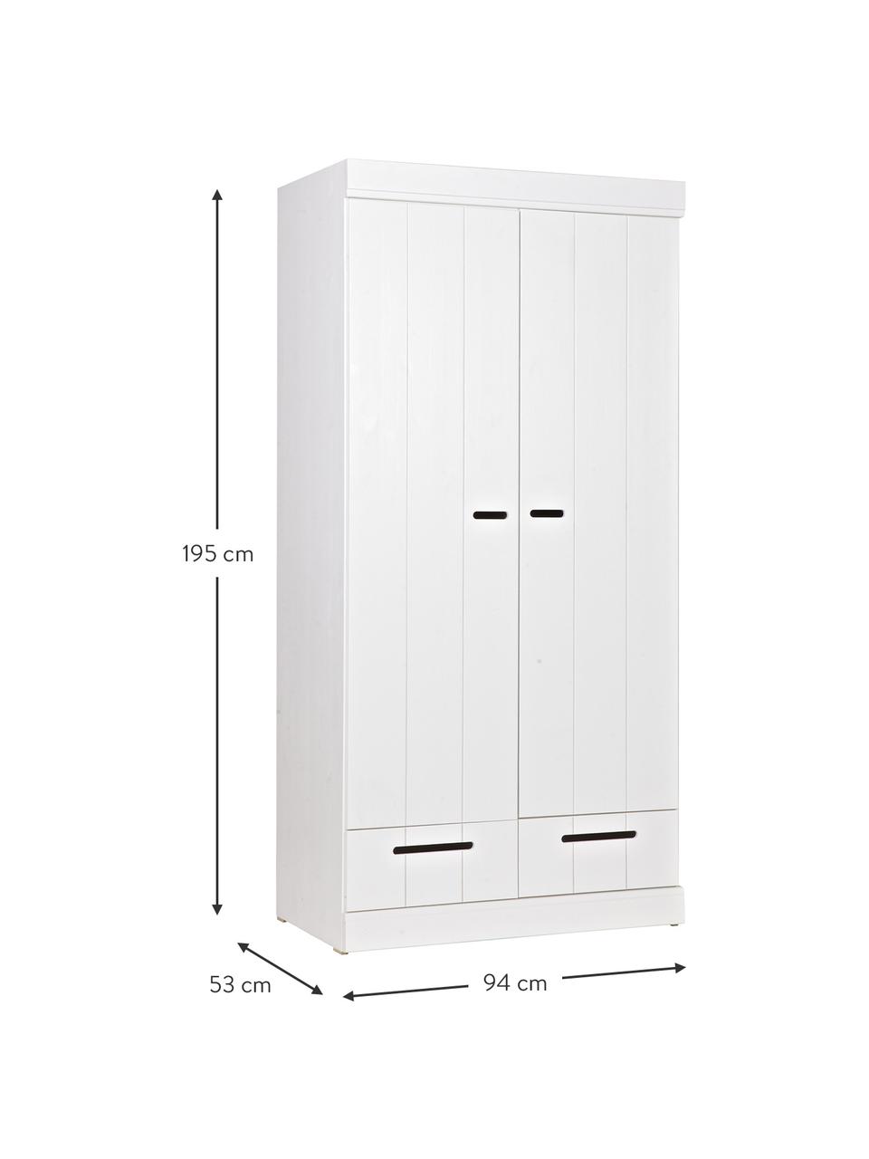 Armadio bianco a 2 ante Connect, Ripiani: melamina, Bianco, Larg. 94 x Alt. 195 cm