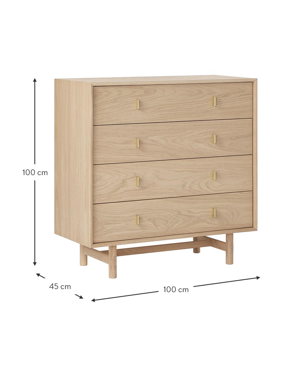 Komoda z dubového dreva so zásuvkou Diana, Drevo, Š 100 x V 100 cm