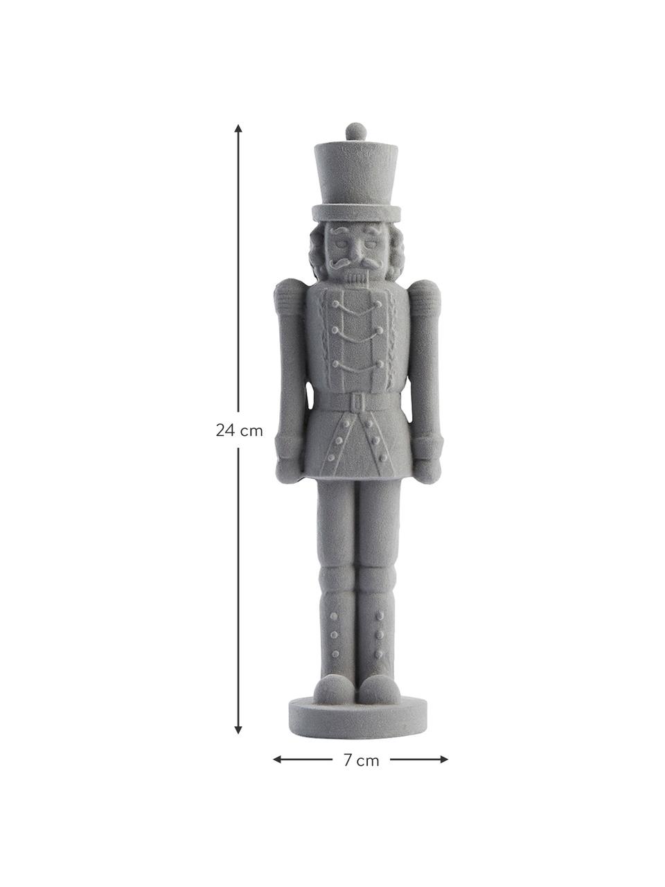 Ručne vyrobený dekoračný luskáčik Sella, Polymérová živica, polyesterový zamat, Sivá, Š 7 x V 24 cm