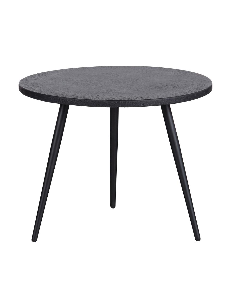 Set de mesas auxiliares para exterior Suze, 2 uds., Tablero: madera contrachapada recu, Patas: metal recubierto, Negro, Set de diferentes tamaños
