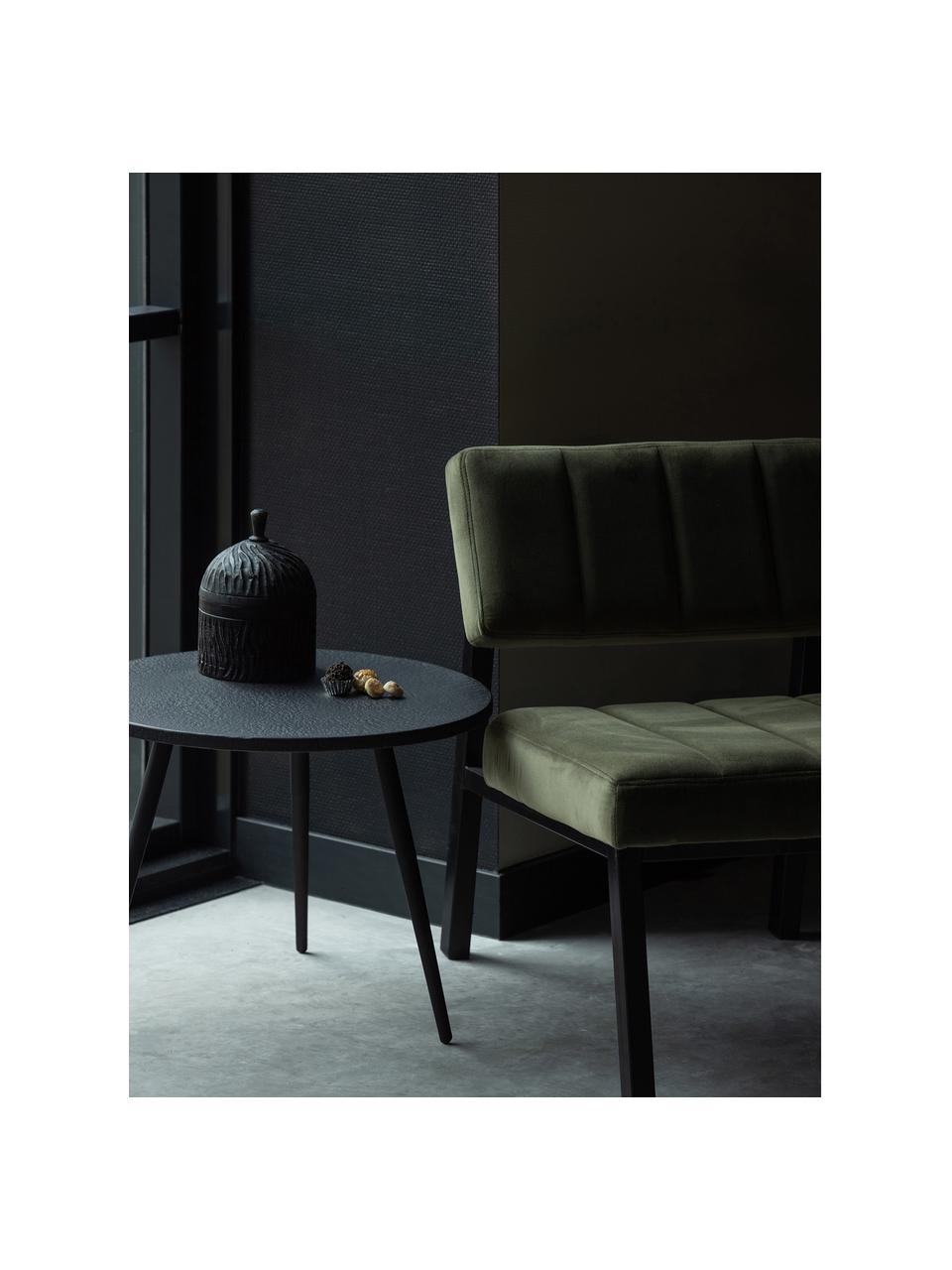 Set de mesas auxiliares para exterior Suze, 2 uds., Tablero: madera contrachapada recu, Patas: metal recubierto, Negro, Set de diferentes tamaños