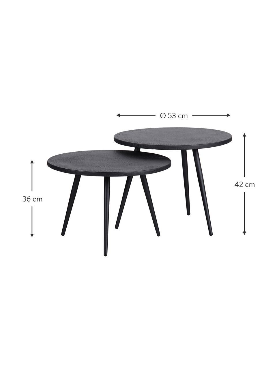 Tables de jardin rondes Suze, 2 élém., Noir, Lot de différentes tailles