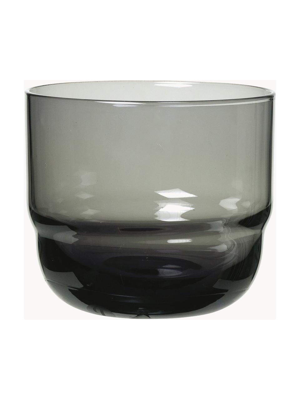 Mundgeblasene Wassergläser Nordic Bistro, 4 Stück, Glas, mundgeblasen, Dunkelgrau, transparent, Ø 8 x H 7 cm, 150 ml