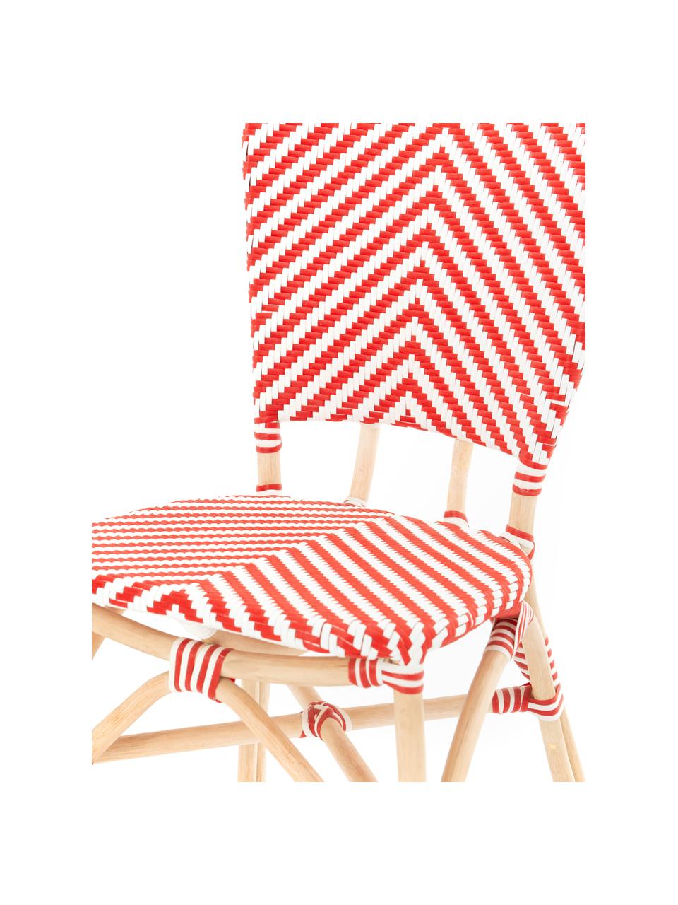 Krzesło ogrodowe Bistrot, Tapicerka: tkanina, Stelaż: rattan, Czerwony, biały, S 59 x G 52 cm