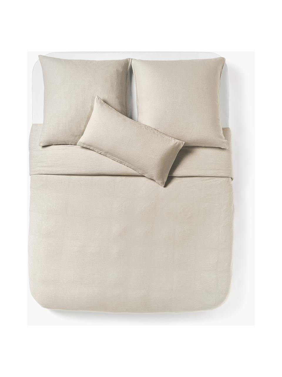 Housse de couette en lin délavé Airy, Beige clair, larg. 200 x long. 200 cm