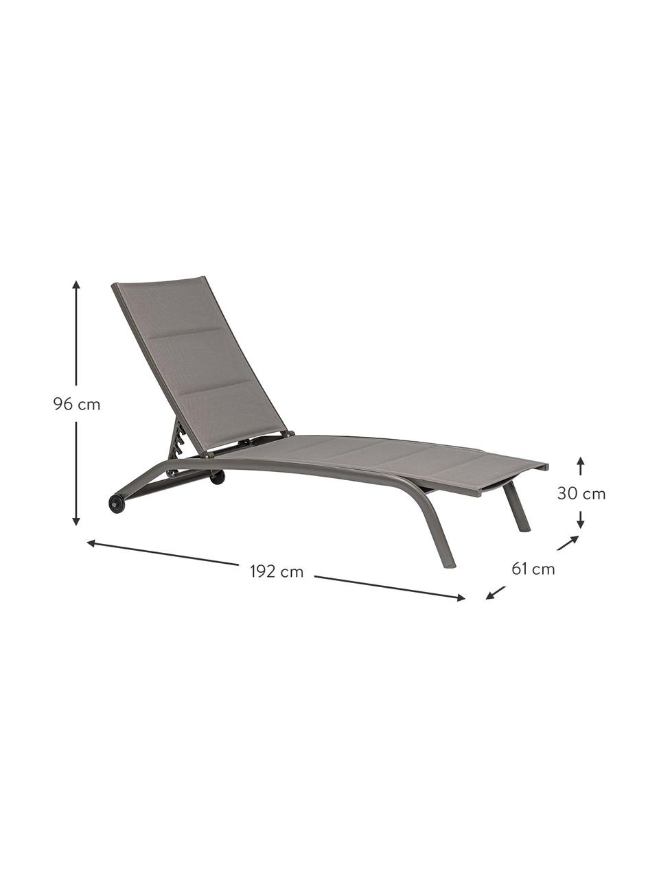 Leżak ogrodowy Cleo, Stelaż: aluminium malowane proszk, Taupe, czarny, S 192 x G 61 cm