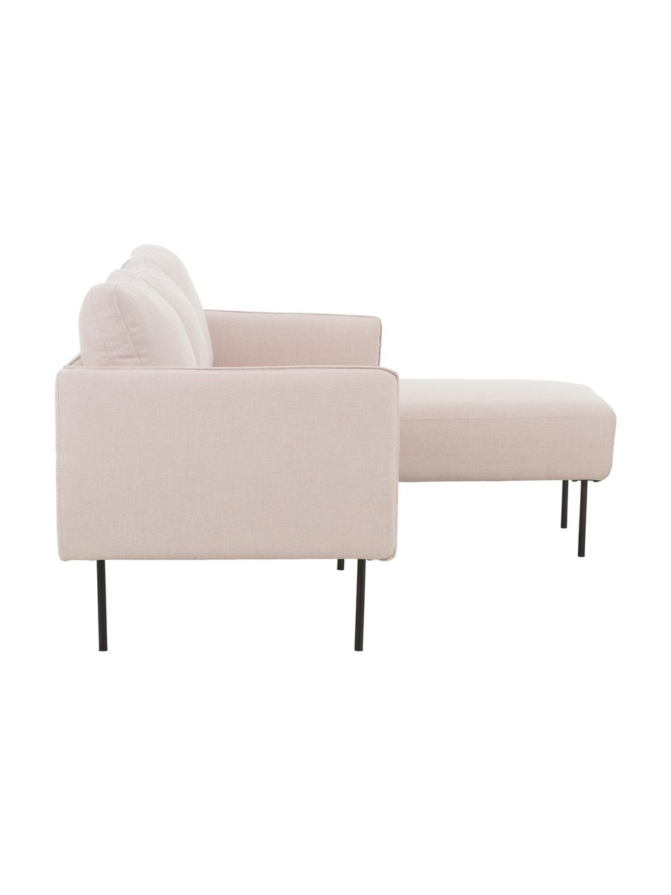 Ecksofa Ramira in Rosa mit Metall-Füßen, Bezug: Polyester 40.000 Scheuert, Gestell: Massives Kiefernholz, Spe, Füße: Metall, pulverbeschichtet, Webstoff Rosa, 192 x 79 cm