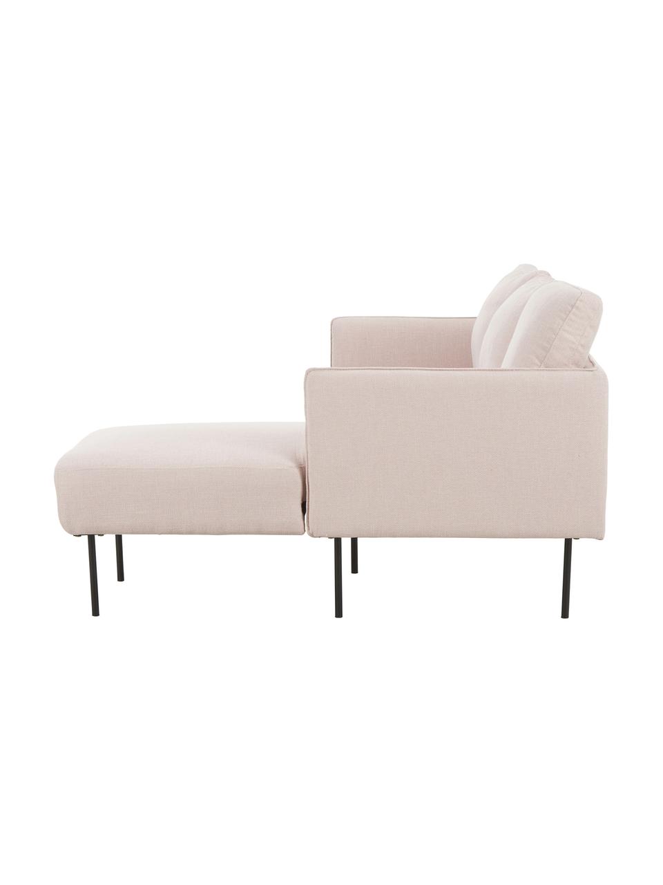 Ecksofa Ramira in Rosa mit Metall-Füssen, Bezug: Polyester 40.000 Scheuert, Gestell: Massives Kiefernholz, Spe, Webstoff Rosa, B 192 x T 139 cm