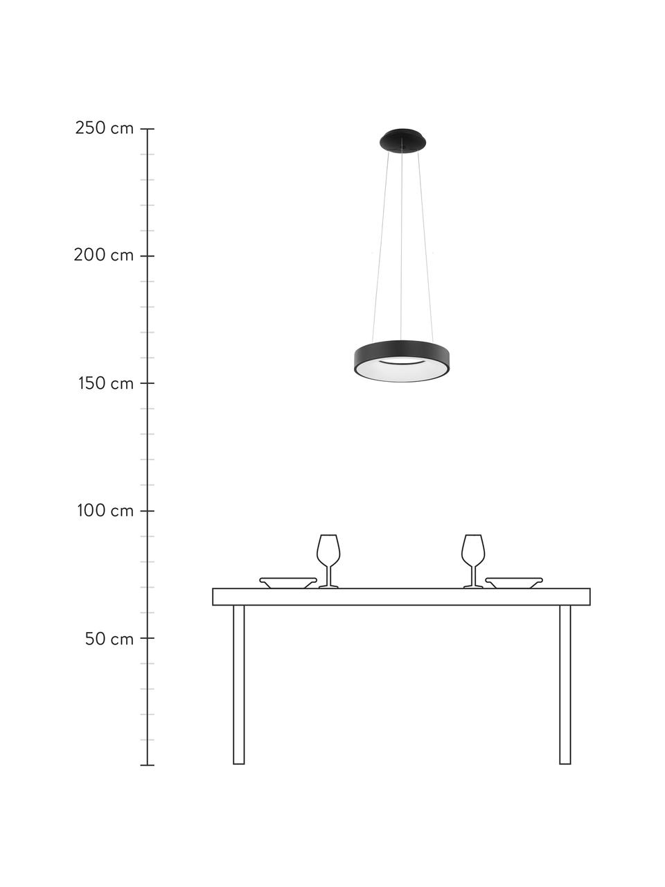 Dimmbare LED-Pendelleuchte Rando in Schwarz, Lampenschirm: Aluminium, beschichtet, Baldachin: Aluminium, beschichtet, Schwarz, Ø 38 x H 6 cm