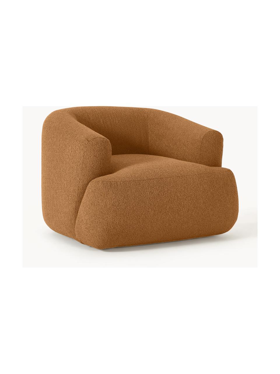 Bouclé fauteuil Sofia, Bekleding: bouclé (100% polyester) M, Frame: sparrenhout, spaanplaat, , Poten: kunststof Dit product is , Bouclé lichtbruin, B 90 x D 97 cm