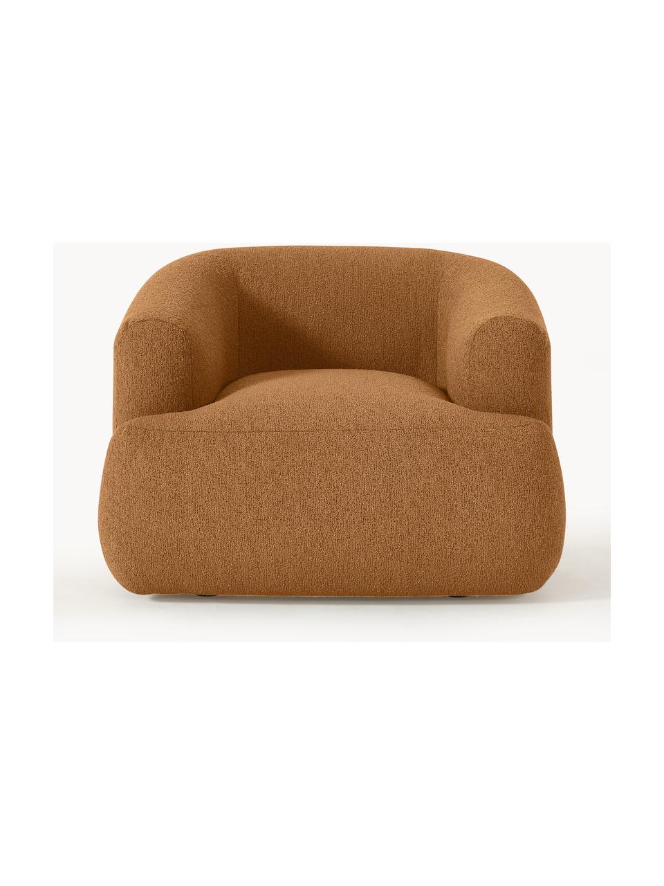 Fotel bouclé Sofia, Tapicerka: bouclé (100% poliester) D, Stelaż: drewno świerkowe z certyf, Nogi: tworzywo sztuczne, Jasnobrązowy bouclé, S 97 x G 84 cm