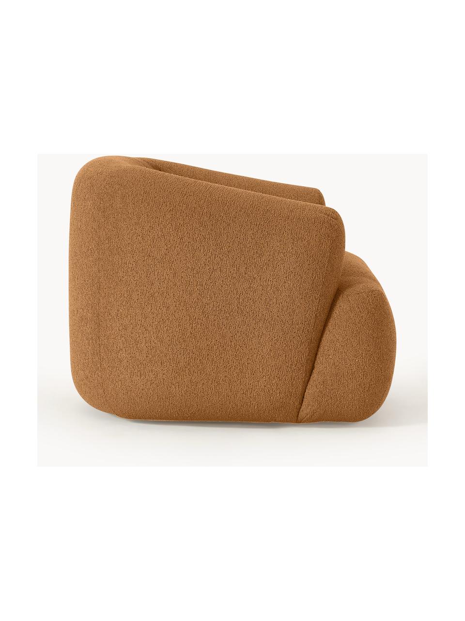 Sillón en tejido bouclé Sofia, Tapizado: tejido bouclé (100% polié, Estructura: madera de abeto con certi, Patas: plástico, Bouclé marrón claro, An 97 x Al 84 cm