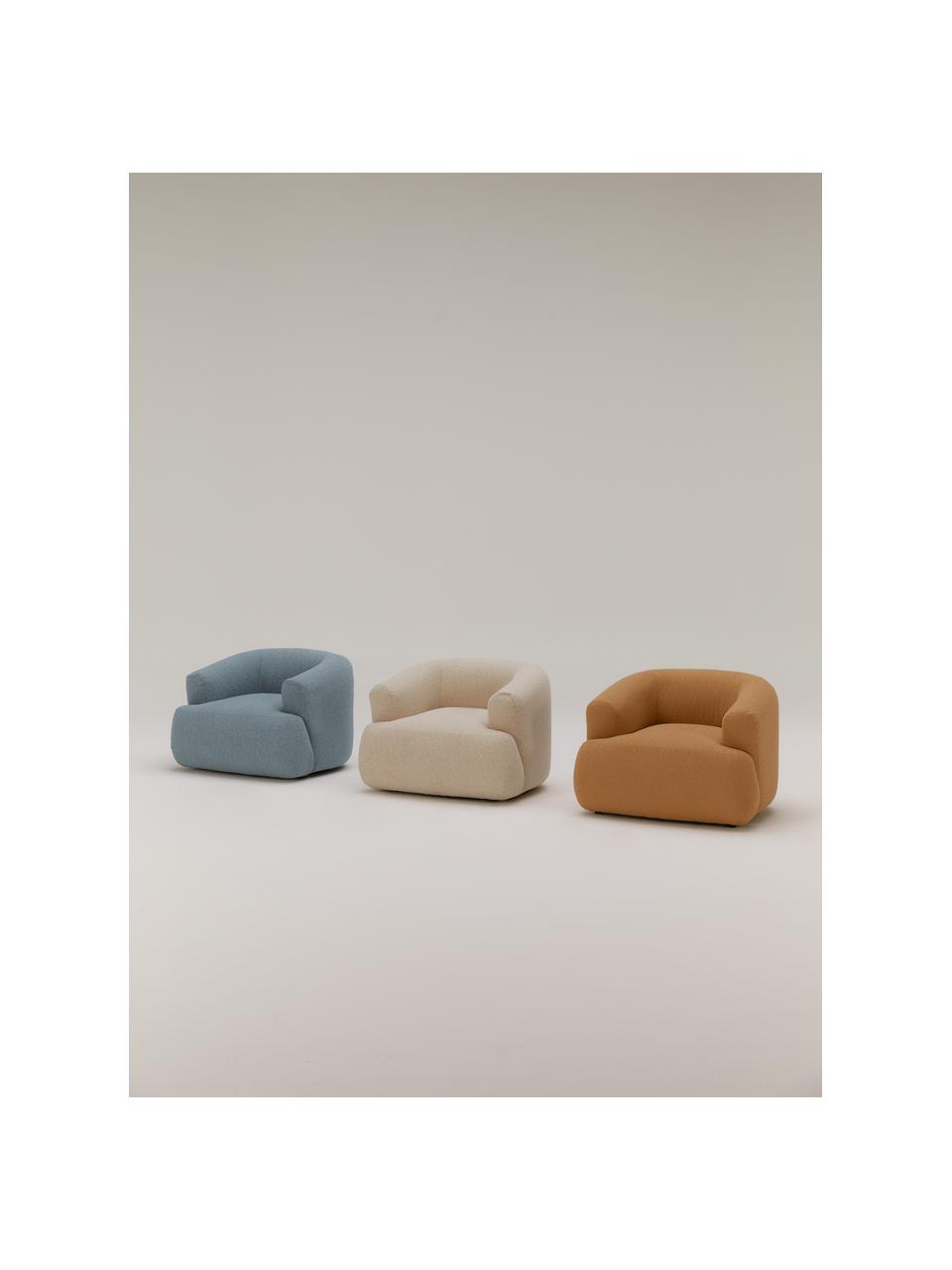 Fotel bouclé Sofia, Tapicerka: bouclé (100% poliester) D, Stelaż: drewno świerkowe z certyf, Nogi: tworzywo sztuczne, Jasnobrązowy bouclé, S 97 x G 84 cm