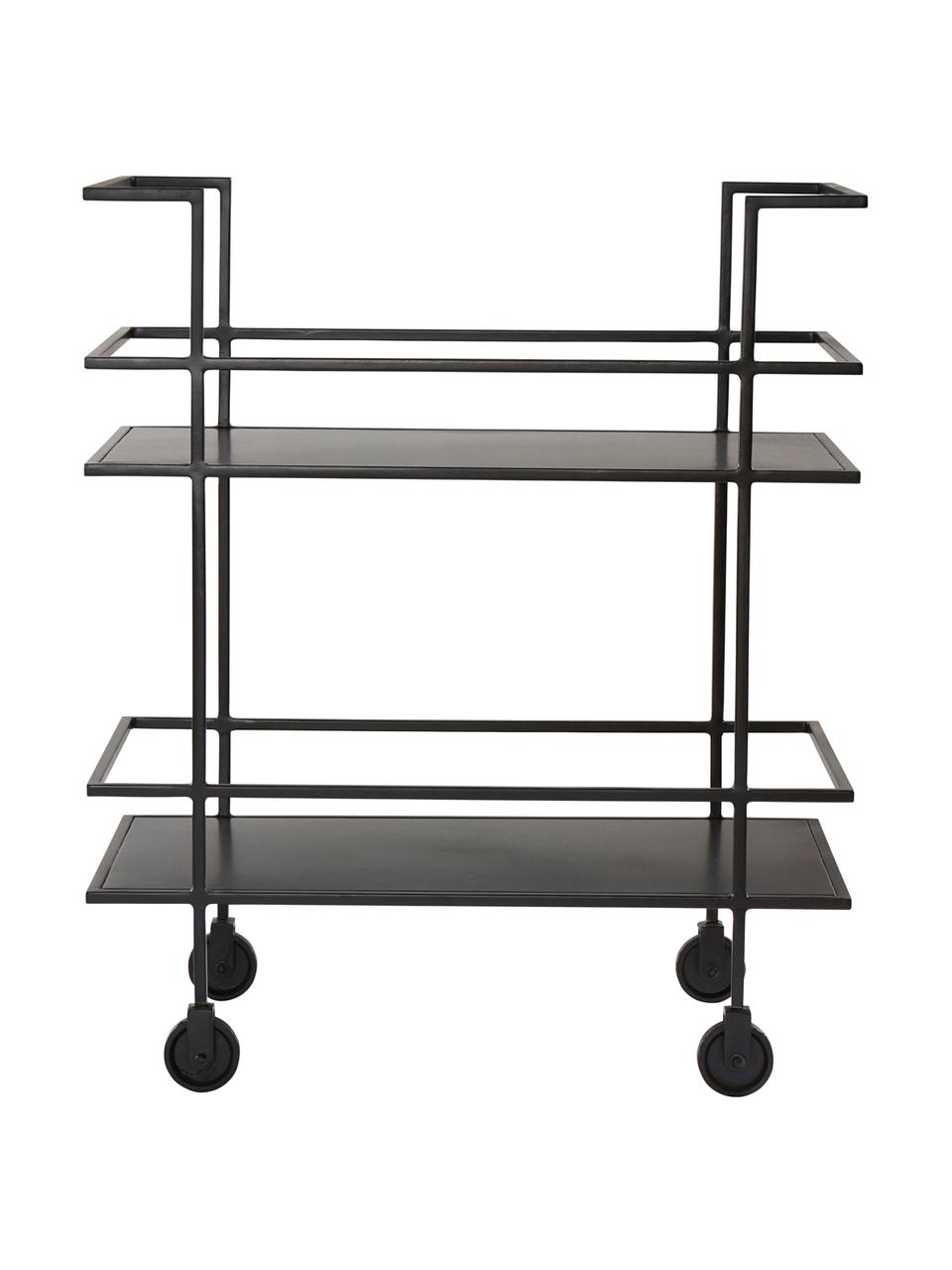 Metalen barcart Lunavale in zwart, Gecoat metaal, Zwart, B 74 x H 85 cm