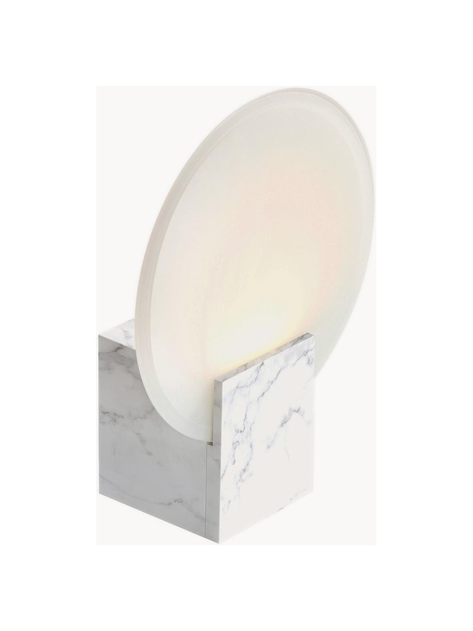 Dimmbare LED-Wandleuchte Hester, Lampenschirm: Glas, Off White, Marmor-Optik, B 20 x H 26 cm