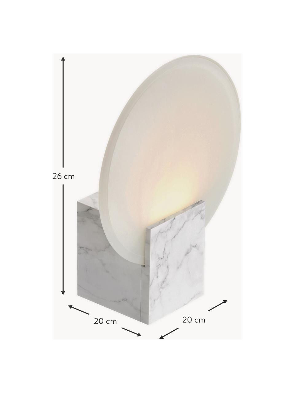 Dimmbare LED-Wandleuchte Hester, Lampenschirm: Glas, Off White, Marmor-Optik, B 20 x H 26 cm